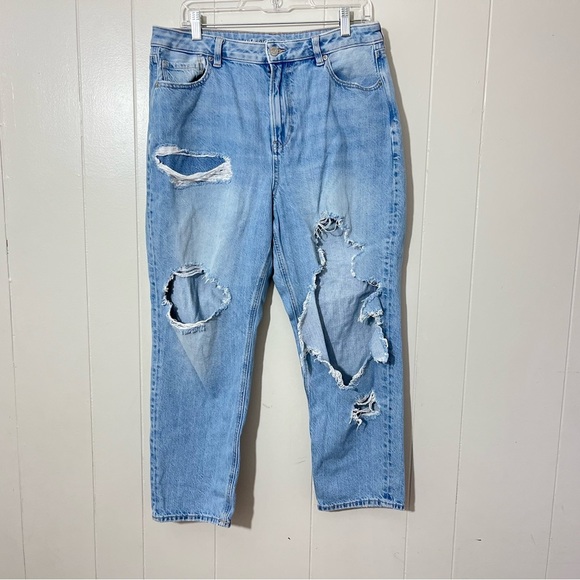 American Eagle Mom Jean Blue Denim Size 14 Short - Picture 1 of 11